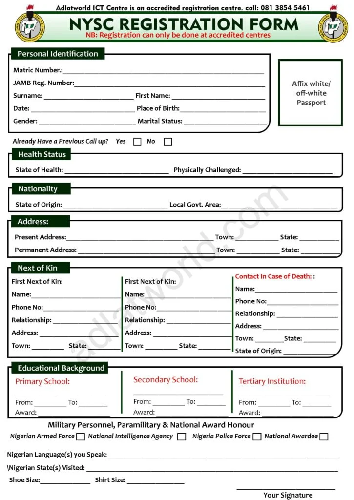 nysc registration requirements